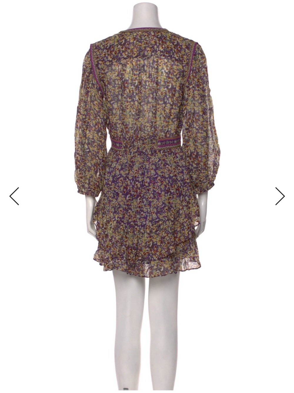 ba&sh purple and gold floral mini dress size XS - Picture 3 of 3